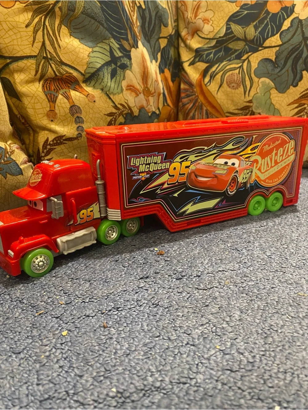 Red Kids Playset Race Garage with Blue Ramp